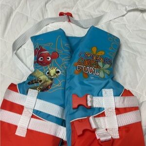 Source Unknown Kids Swim Vest Blue and Red with Ocean Characters